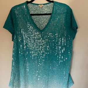 Aqua Sequin Top